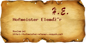 Hofmeister Elemér névjegykártya