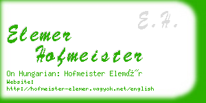 elemer hofmeister business card